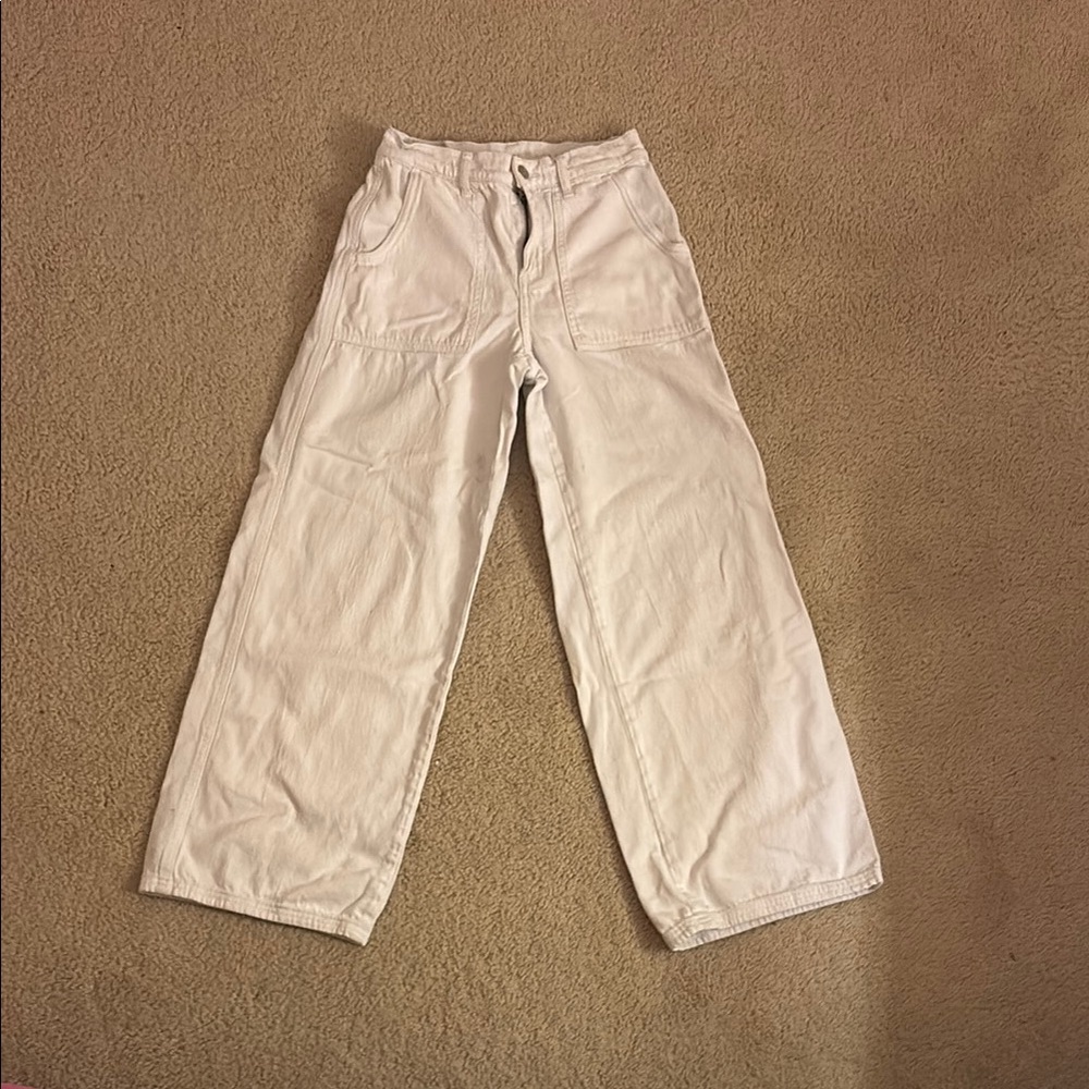 American Eagle Outfitters Cream Wide-Leg Pants